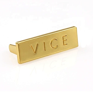Rectangle with Claws Metal Engraved Logo Label, Bag Accessories Custom Gold Metal Nameplate for Handbags