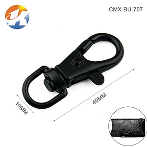 Wholesale Cheap Alloy 10mm Metal Harness Clip Snap Hook, Black Metal Trigger Snap Hook for Bag Strap