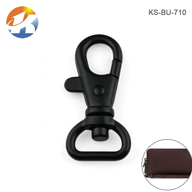 Wholesale Bag Hardware 12mm Black D Ring Tail Metal Swivel Strap Hook For Lanyard