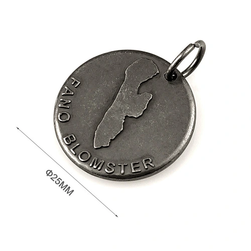 Ring Hang Anti-Silver Embossed Metal Bag Logo
