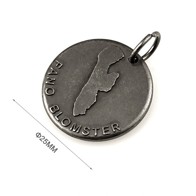 Ring Hang Anti-Silver Embossed Metal Bag Logo