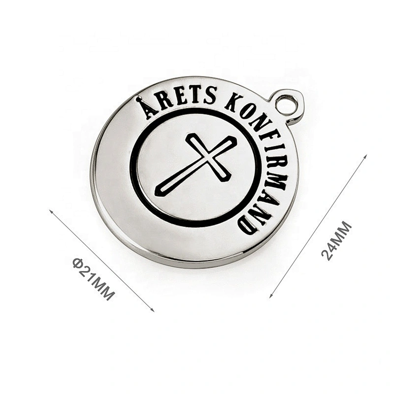 Round With Black Engraved Logo Hang Metal Brand Names Logos