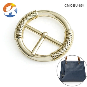 New Product Wholesale Stylish Circle Metal Pin Center Buckle, Custom Round Light Gold Metal Pin Buckle for Bags