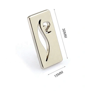 Design Rectangle Metal Nameplate with Engraved Black Logo, Custom Gold Metal Logo Label for Bags