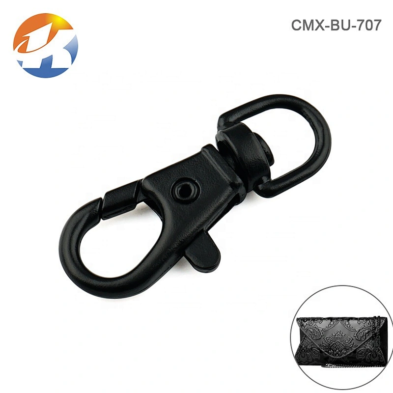 Wholesale Cheap Alloy 10mm Metal Harness Clip Snap Hook, Black Metal Trigger Snap Hook for Bag Strap