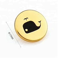 Round Gold Plated With Black Logo Rivet Fixed Metal Clothing Logos