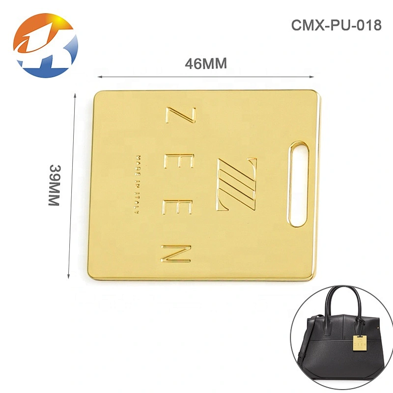 Excellent Bag Accessories Hanging Metal Brand Tags, Custom Engraved Logo Metal Name Tag for Handbags