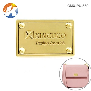 Rectangle Shape with 4 Decorative Rivets Metal Label, Manufacturer Custom Gold Metal Logo Plate for Handbags*