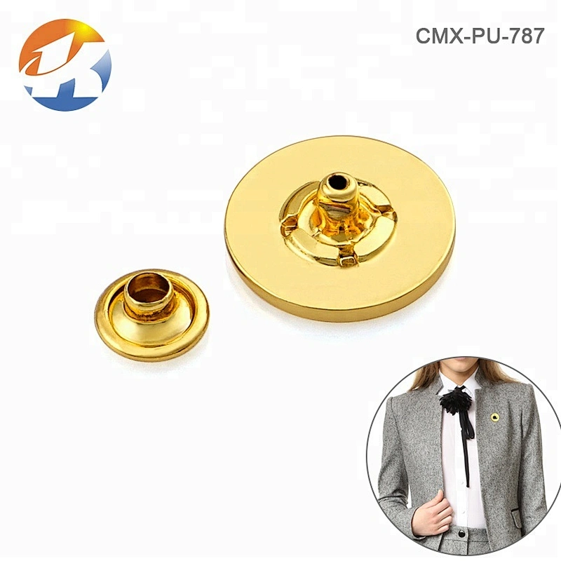 Round Gold Plated With Black Logo Rivet Fixed Metal Clothing Logos