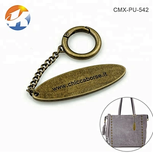 Spring Hook With Chain Handbag Hardware Custom Metal Logo Tag