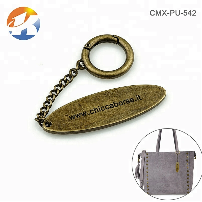Spring Hook With Chain Handbag Hardware Custom Metal Logo Tag
