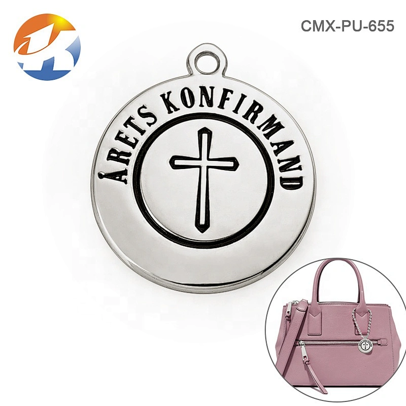 Round With Black Engraved Logo Hang Metal Brand Names Logos