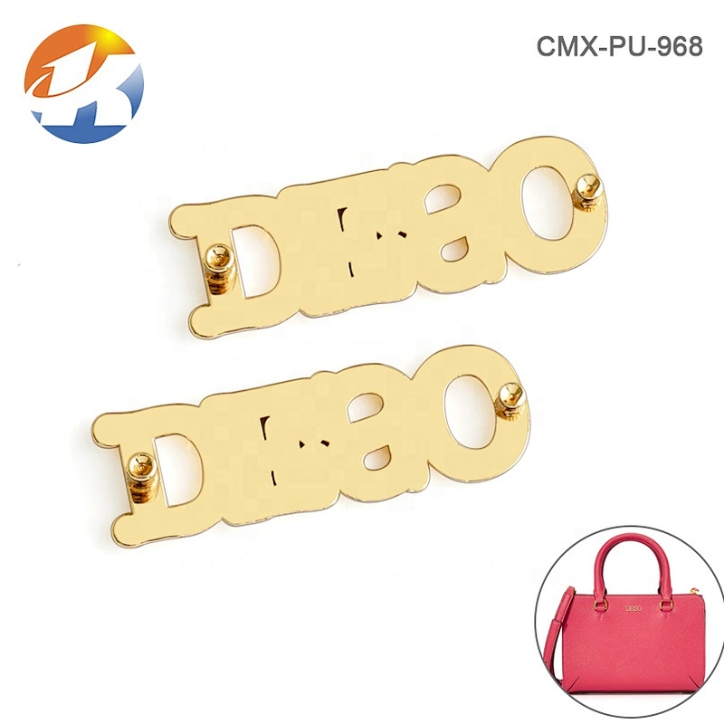 Professional Manufacturer Custom Letters Metal Logo for Purse, Design Gold Metal Brand Letter Label for Handbags