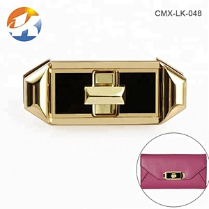 Gold With Black Soft Enamel Metal Handbag Twist Lock