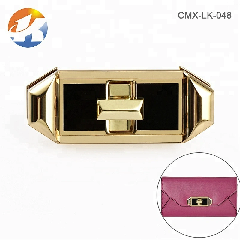 Gold With Black Soft Enamel Metal Handbag Twist Lock