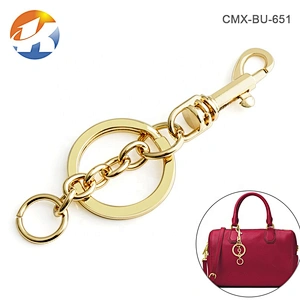 Wholesale Bag Hardware Metal Handbag Hook Snap, Gold Metal Clip Hook with Keyring and Chain