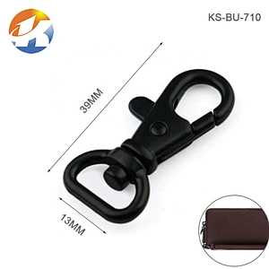 Wholesale Bag Hardware 12mm Black D Ring Tail Metal Swivel Strap Hook For Lanyard