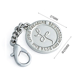 China Manufacture Custom Metal Brand Tag with Clasp for Handbags, Bag Hardware Round Metal Hanging Logo Tag
