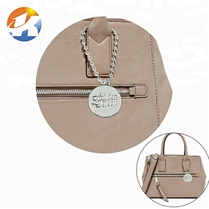 Handbag Hardware Custom Hanging Brand Logo Metal Bag Tag, Custom Round Engraved Logo Metal Tag for Bags with Ball Chain Hot Sale