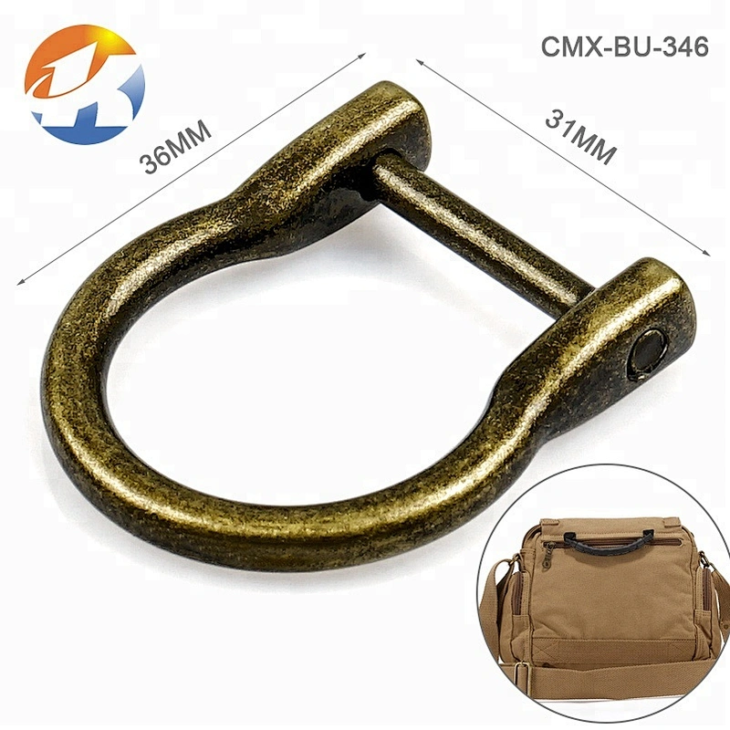 Bag Accessories Alloy Nickel-free Gold Metal D Ring Handbags, Top Quality Custom Screw Removable Metal D Rings for Handbags