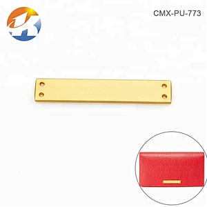 Wholesale Rectangle with 4 Holes Sewing Blank Metal Tag, Custom Gold Plated Metal Clothing Label
