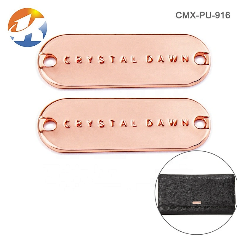 Swimwear Bikini Rose Gold Sewing Metal Name Tag Label, Custom Metal Clothing Logo Labels for Garment