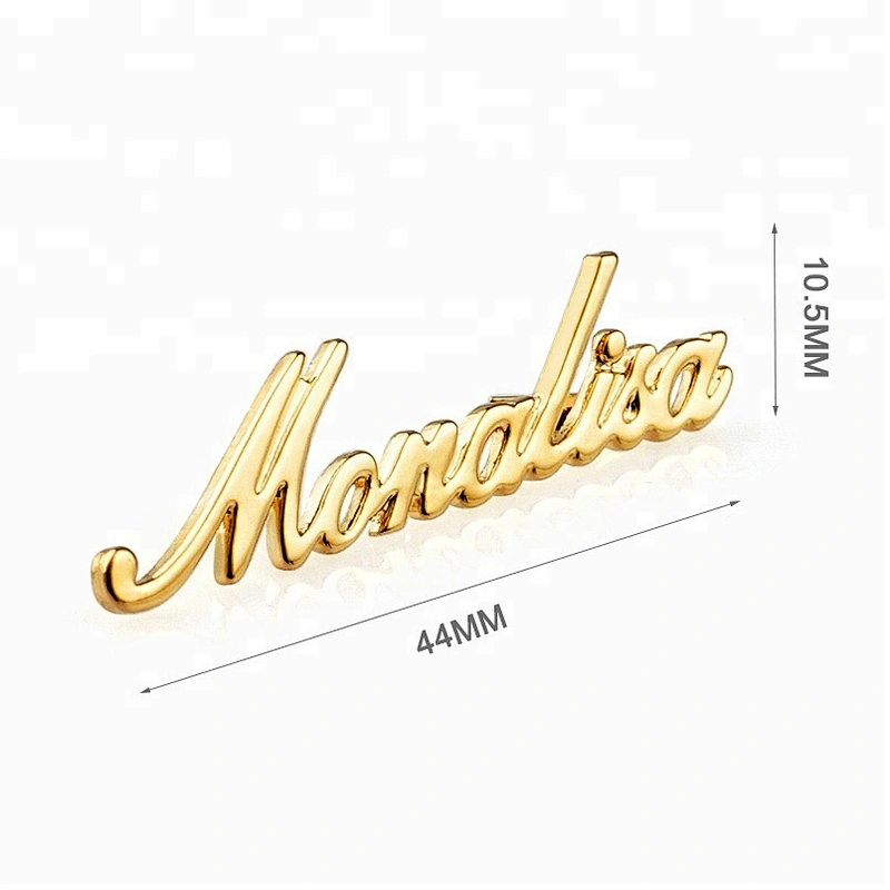 Fashion Gold Letter Metal Plate Logo, Top Bag Purse Hardware Custom Metal Labels, Design Letters Metal Logo Plates for Handbags