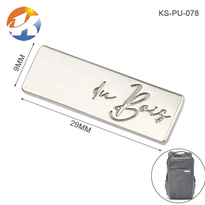 Bag Hardware Fashion Nickel Metal Logo Label, Custom Metal Engraved Label Plate Handbag