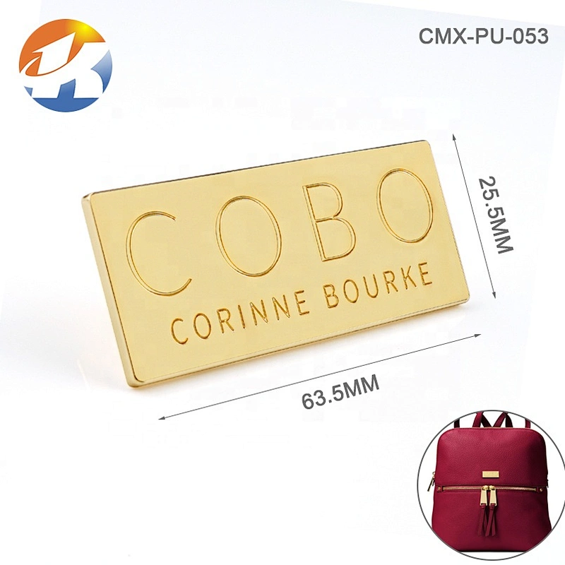 Professional Manufacturer Customised Metal Engraved Logo Labels for Handbags, Bag Accessories Golden Plated Metal Name Plate