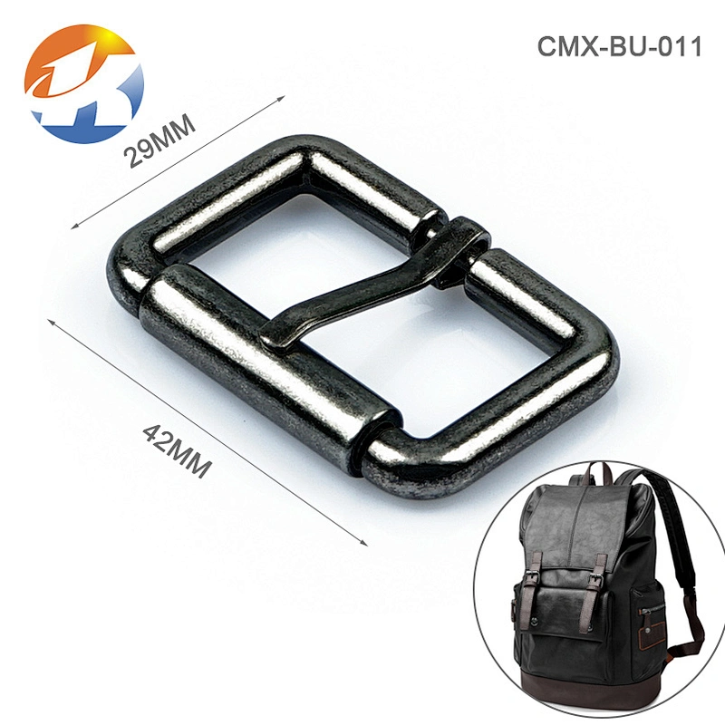 Iron Double Pins Belt Roller Buckle, Wholesale Brushed Antique Brass Belt Buckle for Man
