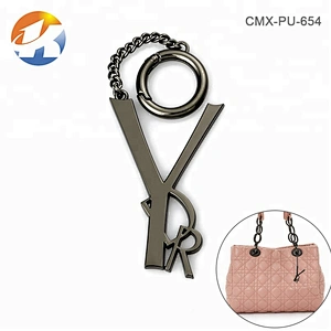 High Grade Custom Hang Gunmetal Metal Handbag Logo