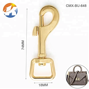 High Quality Fashion Hand Bag Metal D Ring Tail Dog Snap Hook Clasp For Bags, Gold Plated Alloy Metal Swivel Hook