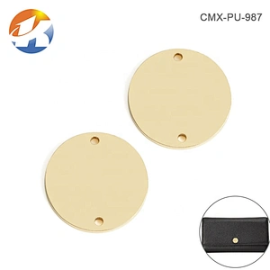 Custom Circle Sewing Metal Tags, Engraved Metal Logo Plate for Clothing, Gold Plated Sewing Metal Label for Garment Swimwear