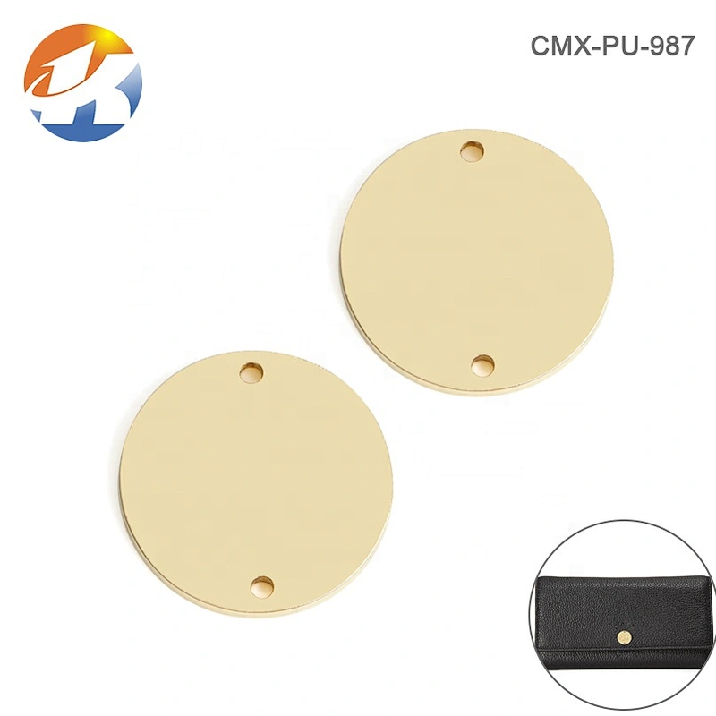 Custom Circle Sewing Metal Tags, Engraved Metal Logo Plate for Clothing, Gold Plated Sewing Metal Label for Garment Swimwear