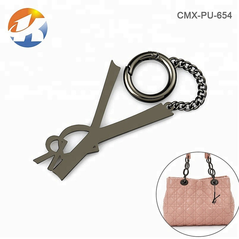 High Grade Custom Hang Gunmetal Metal Handbag Logo