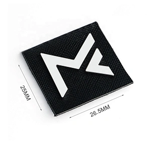 New Products Custom Metal Clothes Leather Tag with Logo, PU Leather Metal Label for Clothing