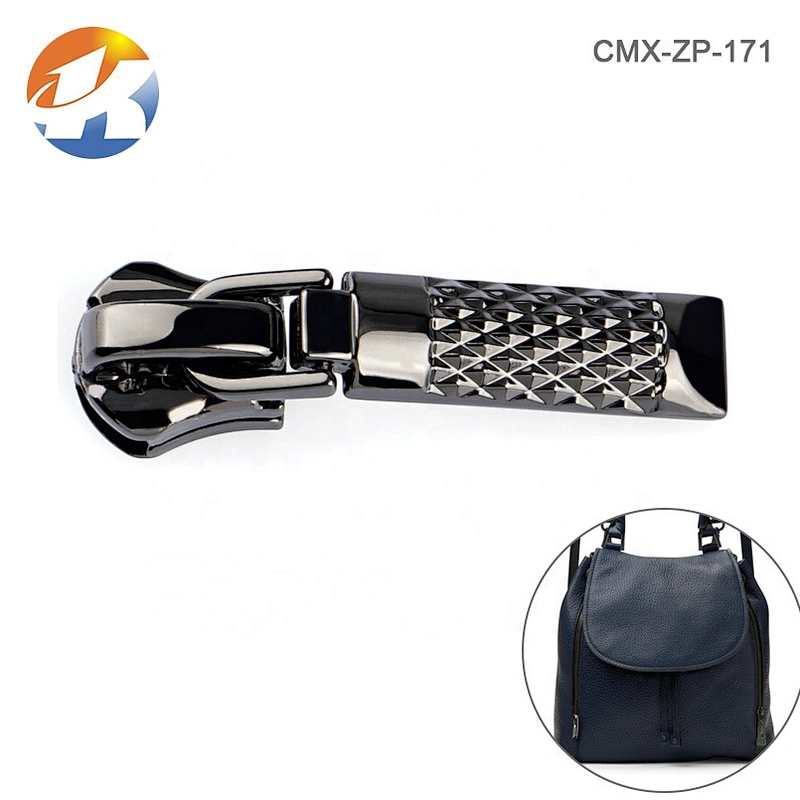 Gunmetal Plated Custom Metal Zipper Pull For Bags