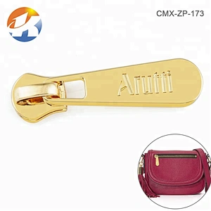 Handbag Hardware Custom Metal Zipper Puller, Engraved Logo Gold Plated Metal Zipper Pull Tab, Metal Zip Puller for Bags Purse