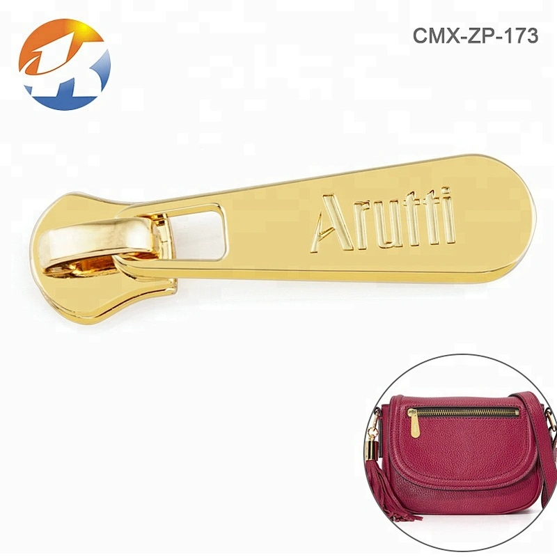 Handbag Hardware Custom Metal Zipper Puller, Engraved Logo Gold Plated Metal Zipper Pull Tab, Metal Zip Puller for Bags Purse