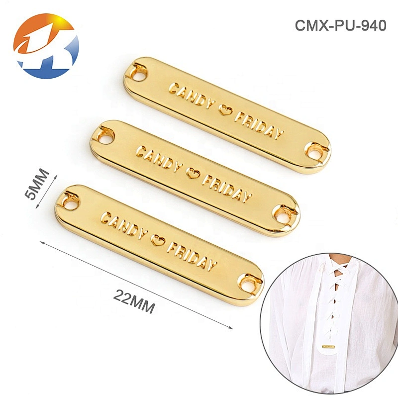 Custom Metal Label for Clothing, Rectangle with Two Holes Sewing Metal Name Tag for Garment