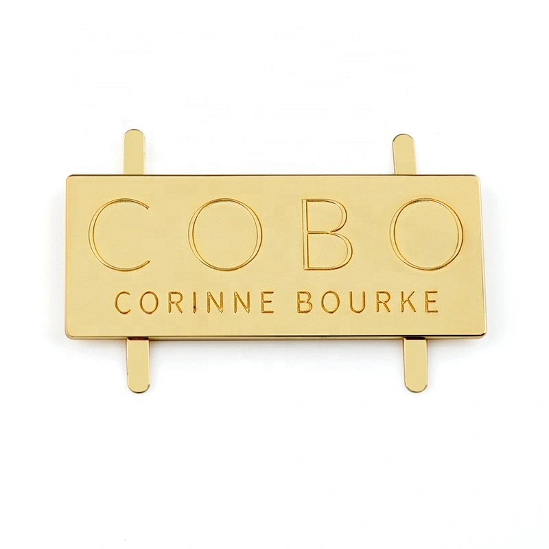 Professional Manufacturer Customised Metal Engraved Logo Labels for Handbags, Bag Accessories Golden Plated Metal Name Plate