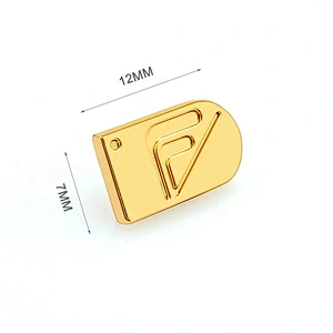 High Level Professional Custom Small Metal Logo for Shoes, Gold Plated Engraved Metal Name Tag for  Purse