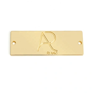 China Supplier Custom Handbag Metal Sewing Label Plate, Bag Accessories Rectangle Metal Logo with 2 Holes