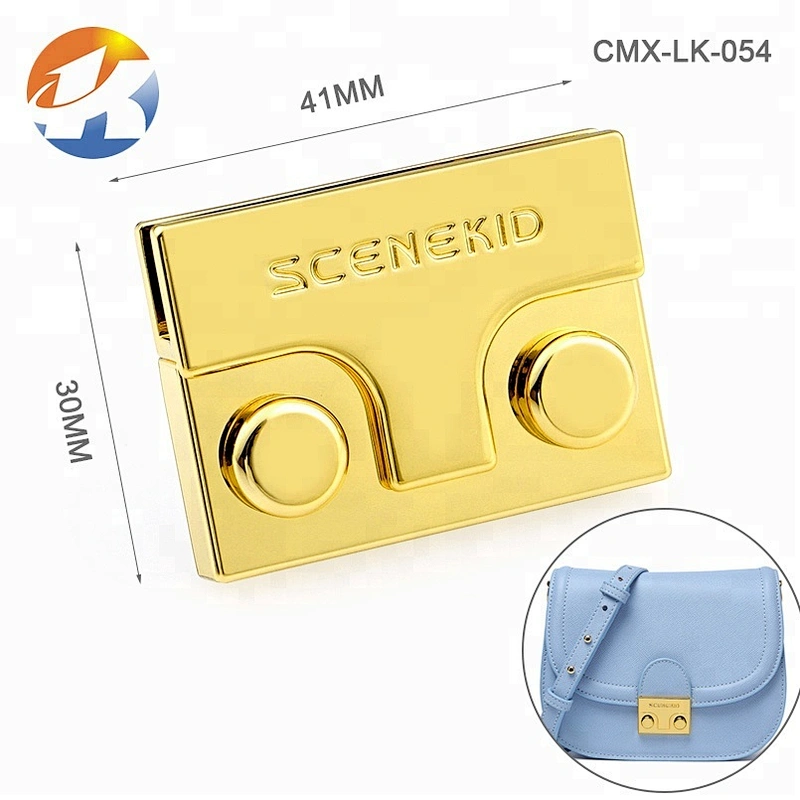 High Quality Custom Push Gold Metal Lock For Handbag