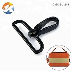 High End Eco-friendly Metal Alloy Snap Hook Bulk, Wholesale Bag Hardware Black Spring Metal Push Gate Snap Hook for Backpack