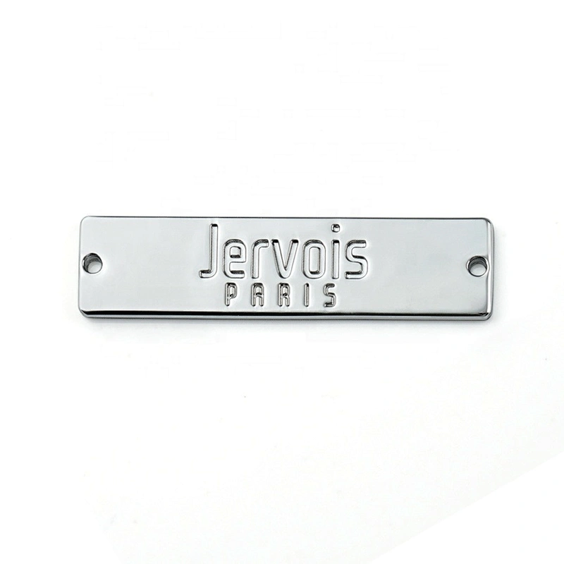 Custom Metal Label for Clothing, Rectangle with Two Holes Sewing Metal Name Tag for Garment