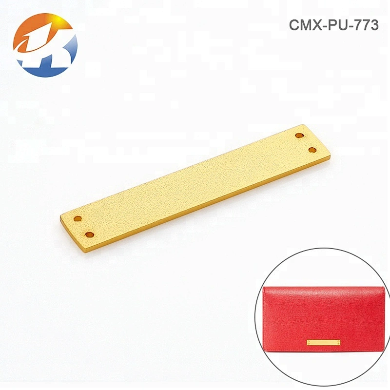 Wholesale Rectangle with 4 Holes Sewing Blank Metal Tag, Custom Gold Plated Metal Clothing Label