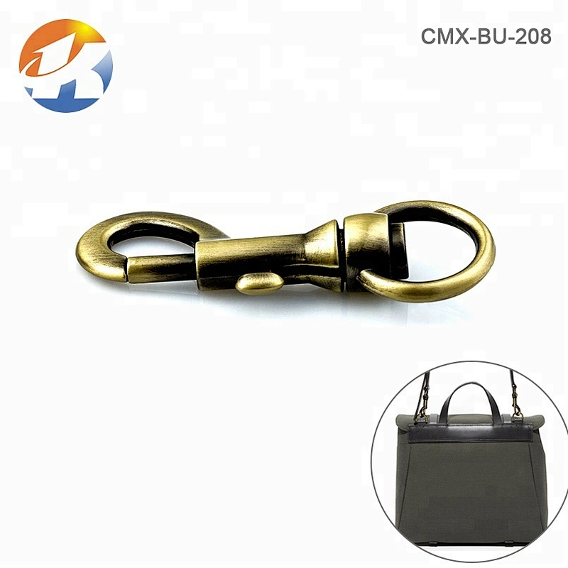Brushed Antique Brass Metal Dog Leash Snap Hook, High Quality Bag Hardware Swivel Metal Trigger Snap Hook