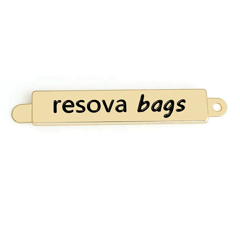 Rectangle Light Gold Metal Name Plate, Custom Metal Logo Label for Bag Hardware