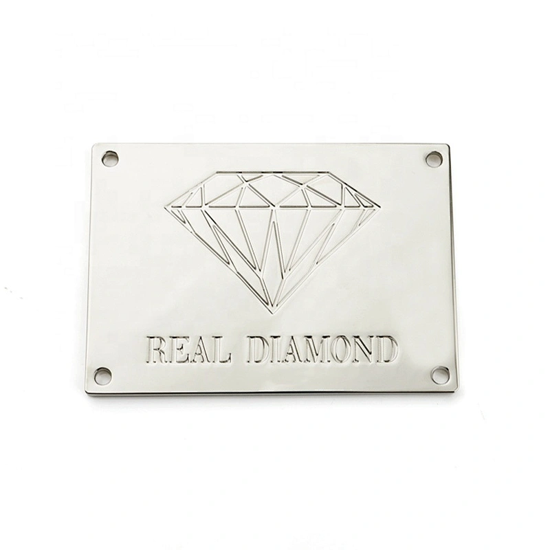 Luxury Hardware Zinc Alloy Logo Plate Label, Custom Tag Brand Silver Label Plates For Handbags